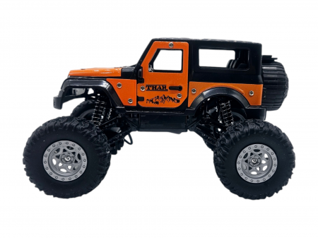 Masina metalica Monster Truck cu telecomanda, Efecte de Fum, Lumini, Usile se deschid, Baterie reincarcabila, Cablu USB, Amortizoare, 22cm, Portocaliu, Ergino [8]