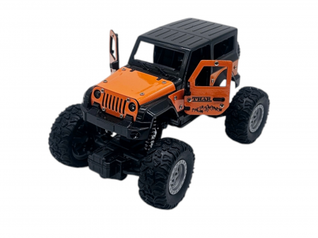 Masina metalica Monster Truck cu telecomanda, Efecte de Fum, Lumini, Usile se deschid, Baterie reincarcabila, Cablu USB, Amortizoare, 22cm, Portocaliu, Ergino [6]