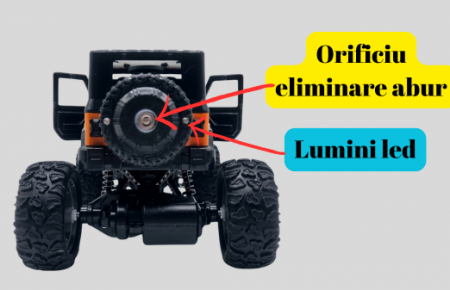 Masina metalica Monster Truck cu telecomanda, Efecte de Fum, Lumini, Usile se deschid, Baterie reincarcabila, Cablu USB, Amortizoare, 22cm, Portocaliu, Ergino [1]