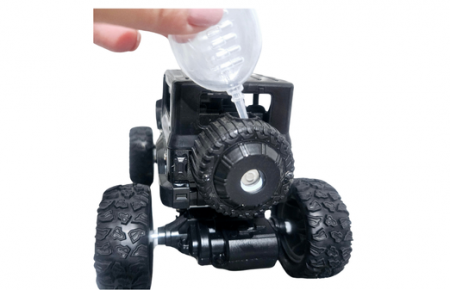 Masina metalica Monster Truck cu telecomanda, Efecte de Fum, Lumini, Usile se deschid, Baterie reincarcabila, Cablu USB, Amortizoare, 22cm, Portocaliu, Ergino [9]