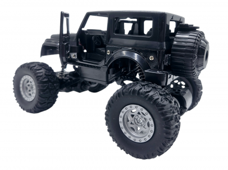 Masina metalica Monster Truck cu telecomanda, Efecte de Fum, Lumini, Usile se deschid, Baterie reincarcabila, Cablu USB, Amortizoare, 22cm, Negru, Ergino [7]