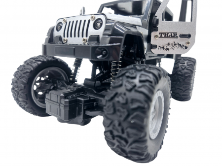Masina metalica Monster Truck cu telecomanda, Efecte de Fum, Lumini, Usile se deschid, Baterie reincarcabila, Cablu USB, Amortizoare, 22cm, Gri, Ergino [5]