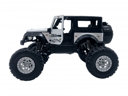 Masina metalica Monster Truck cu telecomanda, Efecte de Fum, Lumini, Usile se deschid, Baterie reincarcabila, Cablu USB, Amortizoare, 22cm, Gri, Ergino [6]