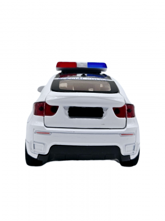 Masina metalica Politie BMW X6, Sunete realistice, Farurile si girofarele lumineaza, Usile, capota si portbagajul se deschid, Baterii incluse, 15cm, Replica [5]