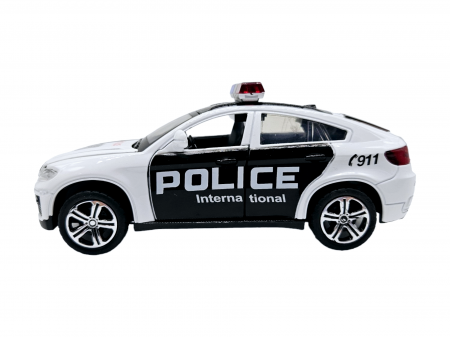 Masina metalica Politie BMW X6, Sunete realistice, Farurile si girofarele lumineaza, Usile, capota si portbagajul se deschid, Baterii incluse, 15cm, Replica [6]
