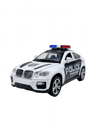 Masina metalica Politie BMW X6, Sunete realistice, Farurile si girofarele lumineaza, Usile, capota si portbagajul se deschid, Baterii incluse, 15cm, Replica [2]