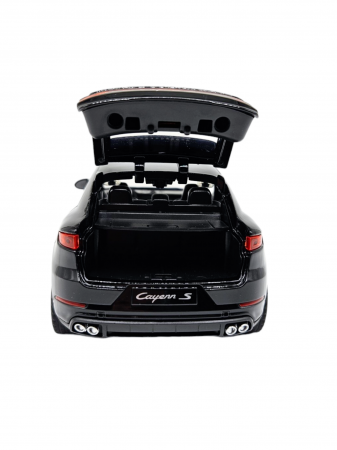 Masina metalica Porsche Cayenne GTS, Sunete realistice, Farurile si stopurile lumineaza, Usile, capota si portbagajul se deschid, Baterii incluse, 21cm, Negru, Replica [6]