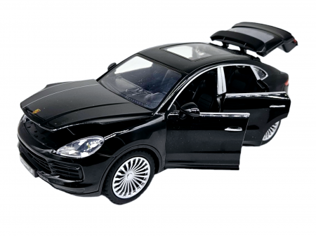 Masina metalica Porsche Cayenne GTS, Sunete realistice, Farurile si stopurile lumineaza, Usile, capota si portbagajul se deschid, Baterii incluse, 21cm, Negru, Replica [5]