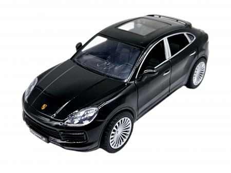 Masina metalica Porsche Cayenne GTS, Sunete realistice, Farurile si stopurile lumineaza, Usile, capota si portbagajul se deschid, Baterii incluse, 21cm, Negru, Replica [9]