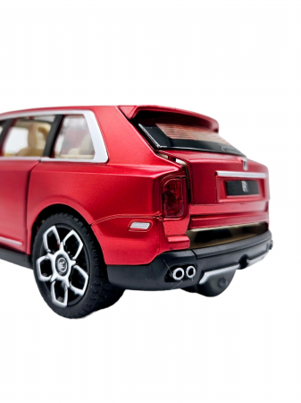 Masina metalica Rolls Royce Cullinan cu efecte de fum, Sunete realistice, Farurile si stopurile lumineaza, Capota, portbagajul si cele 4 usi se deschid, Baterii incluse, 21cm, Rosu, Fara cutie, Replic [7]