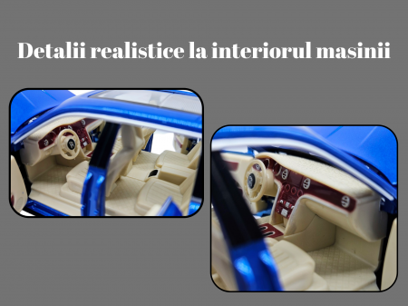 Masina metalica Rolls Royce Cullinan cu efecte de fum, Sunete realistice, Farurile si stopurile lumineaza, Capota, portbagajul si cele 4 usi se deschid, Baterii incluse, 21cm, Albastru, Fara cutie, Re [3]