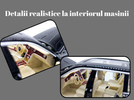 Masina metalica Rolls Royce Cullinan cu efecte de fum, Sunete realistice, Farurile si stopurile lumineaza, Capota, portbagajul si cele 4 usi se deschid, Baterii incluse, 21cm, Negru, Fara cutie, Repli [3]