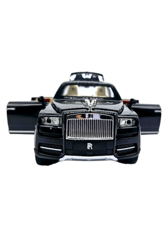 Masina metalica Rolls Royce Cullinan cu efecte de fum, Sunete realistice, Farurile si stopurile lumineaza, Capota, portbagajul si cele 4 usi se deschid, Baterii incluse, 21cm, Negru, Fara cutie, Repli [9]
