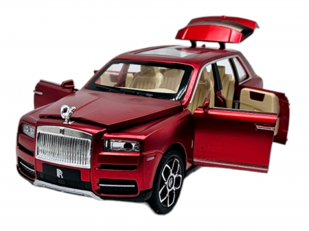 Masini metalice 21-25cm - Masina metalica Rolls Royce Cullinan cu efecte de fum, Sunete realistice, Farurile si stopurile lumineaza, Capota, portbagajul si cele 4 usi se deschid, Baterii incluse, 21cm, Rosu, Fara cutie, Replic