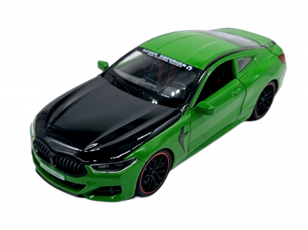 Masina metalica tip BMW M8 cu 3 sunete realistice, Farurile si stopurile lumineaza, Usile, capota si portbagajul se deschid, Baterii incluse, 22cm, Verde, Scara 1:24 [5]