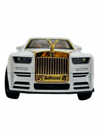 Masina metalica Rolls Royce Limuzina Gold , 3 sunete realistice, Farurile si stopurile lumineaza, Usile, capota si portbagajul se deschid, Baterii incluse, 20cm, Alb, Scara 1:24, Replica [6]