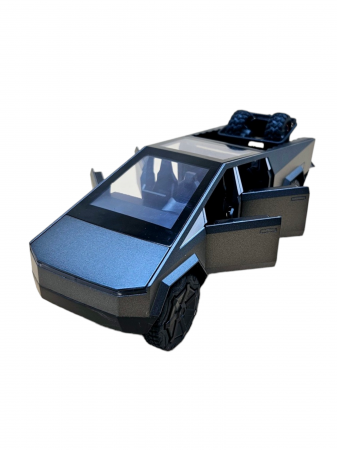 Masini metalice 18-19cm - Masina metalica Tesla Cybertruck, 3 sunete realistice, Farurile si stopurile lumineaza, Usile, capota si portbagajul se deschid, baterii incluse, 18cm, Gri, Replica