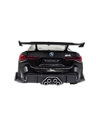 Masina metalica tip BMW M4, Usi mobile, Capota si portbagaj care se deschid, Sunete si lumini, Baterii incluse, Scara 1:32, Negru, 16cm, Replica [8]