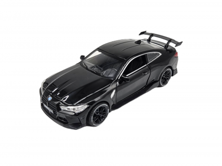 Masina metalica tip BMW M4, Usi mobile, Capota si portbagaj care se deschid, Sunete si lumini, Baterii incluse, Scara 1:32, Negru, 16cm, Replica [6]