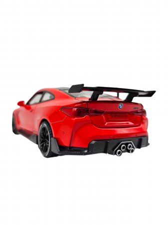 Masina metalica tip BMW M4, Usi mobile, Capota si portbagaj care se deschid, Sunete si lumini, Baterii incluse, Scara 1:32, Rosu, 16cm, Replica [9]
