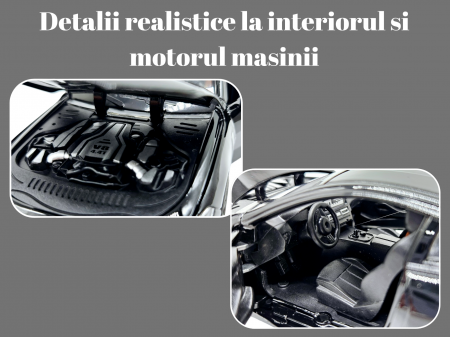 Masina metalica tip BMW M8 cu 3 sunete realistice, Farurile si stopurile lumineaza, Usile, capota si portbagajul se deschid, Baterii incluse, 22cm, Negru, Scara 1:24 [2]