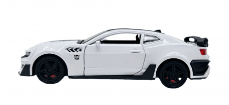 Masina metalica tip Chevrolet Camaro, Sunete realistice, Farurile si stopurile lumineaza, Usile, capota si portbagajul se deschid, Alb, 16cm, Scara 1:32 [6]