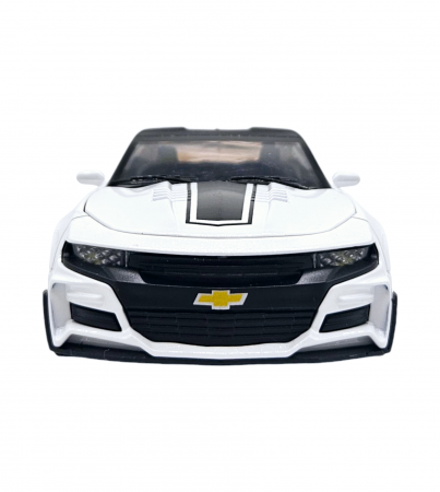 Masina metalica tip Chevrolet Camaro, Sunete realistice, Farurile si stopurile lumineaza, Usile, capota si portbagajul se deschid, Alb, 16cm, Scara 1:32 [3]