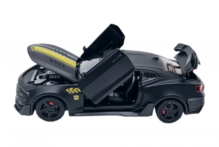 Masina metalica tip Chevrolet Camaro, Sunete realistice, Farurile si stopurile lumineaza, Usile, capota si portbagajul se deschid, Negru, 16cm, Scara 1:32 [2]