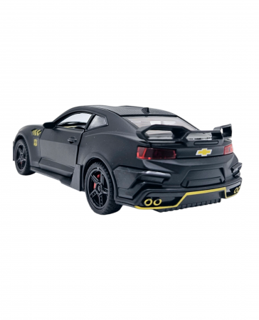 Masina metalica tip Chevrolet Camaro, Sunete realistice, Farurile si stopurile lumineaza, Usile, capota si portbagajul se deschid, Negru, 16cm, Scara 1:32 [5]