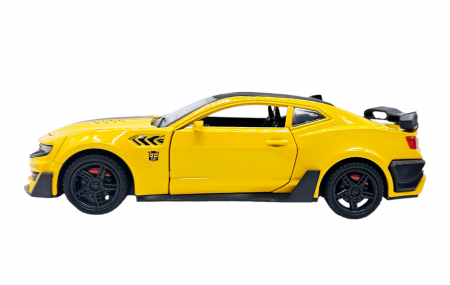 Masina metalica tip Chevrolet Camaro, Sunete realistice, Farurile si stopurile lumineaza, Usile, capota si portbagajul se deschid,, Galben, 16cm, Scara 1:32 [4]