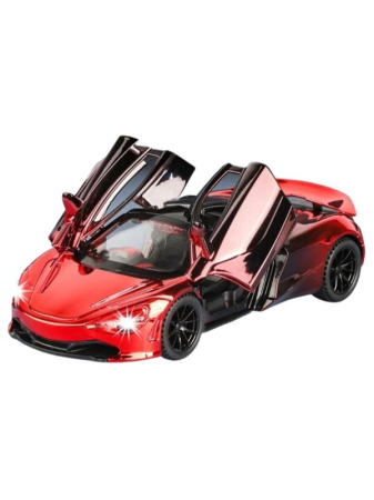 Masini metal 15-16cm - Masina Metalica tip McLaren Metalizat, Sunete si Lumini, Usi capota si portbagaj care se deschid, 15.5cm, Rosu