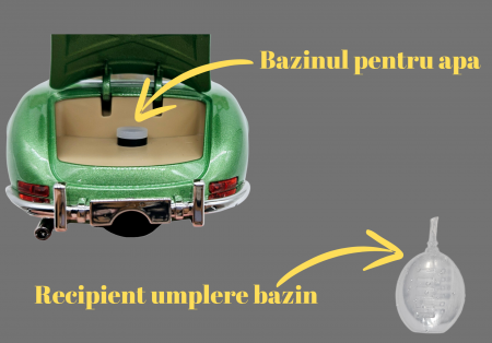 Masina metalica tip Mercedes-Benz 300 SL cu efecte de fum, Sunete si lumini, Capota portbagajul si cele 2 usi se deschid, Baterii incluse, 21 cm, Verde, Sacara1:24 [2]