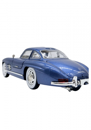 Masina metalica tip Mercedes-Benz 300 SL cu efecte de fum, Sunete si lumini, Capota portbagajul si cele 2 usi se deschid, Baterii incluse, 21 cm, Albastru, scara 1:24 [6]