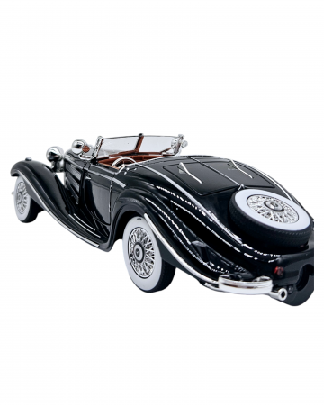 Masina metalica tip Mercedes-Benz 500K Special Roadster 1936, Sunete si lumini, Capota portbagajul si cele 2 usi se deschid, Baterii incluse, 22 cm, Negru, Scara 1:24 [7]