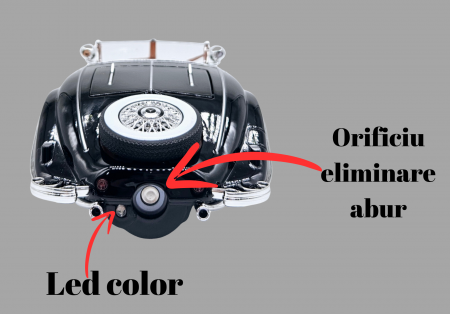 Masina metalica tip Mercedes-Benz 500K Special Roadster 1936, Sunete si lumini, Capota portbagajul si cele 2 usi se deschid, Baterii incluse, 22 cm, Negru, Scara 1:24 [2]