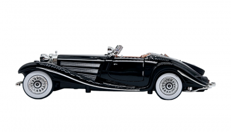 Masina metalica tip Mercedes-Benz 500K Special Roadster 1936, Sunete si lumini, Capota portbagajul si cele 2 usi se deschid, Baterii incluse, 22 cm, Negru, Scara 1:24 [6]