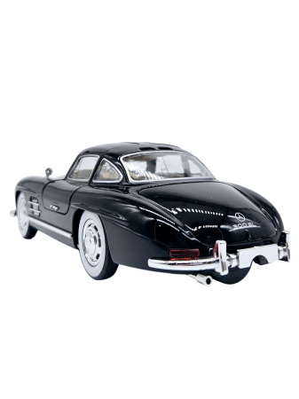 Masina metalica tip Mercedes-Benz 300 SL cu efecte de fum, Sunete si lumini, Capota portbagajul si cele 2 usi se deschid, Baterii incluse, 21 cm, Negru, scara 1:24 [8]