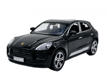 Masina metalica tip Porsche Macan, Sunete realistice, Farurile si stopurile lumineaza, Cele 4 usi, capota si portbagajul se deschid, Detalii realistice, Macheta metalica, 15cm, Negru, Scara 1:32 [7]