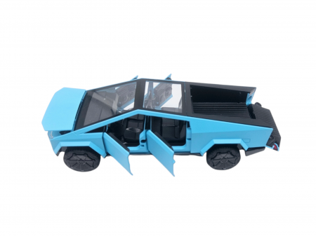 Masina metalica tip Tesla Cybertruck, 3 sunete realistice, Farurile si stopurile lumineaza, Usile, capota si portbagajul se deschid, baterii incluse, 16cm, Albastru [6]