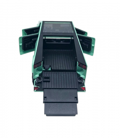 Masina Metalica tip Tesla Cybertruck, Sunete Realistice, Farurile si Stopurile lumineaza, Usile, capota si portbagajul se deschid, Baterii incluse, 18cm, Verde [6]