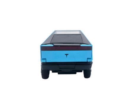 Masina metalica tip Tesla Cybertruck, 3 sunete realistice, Farurile si stopurile lumineaza, Usile, capota si portbagajul se deschid, baterii incluse, 16cm, Albastru [8]
