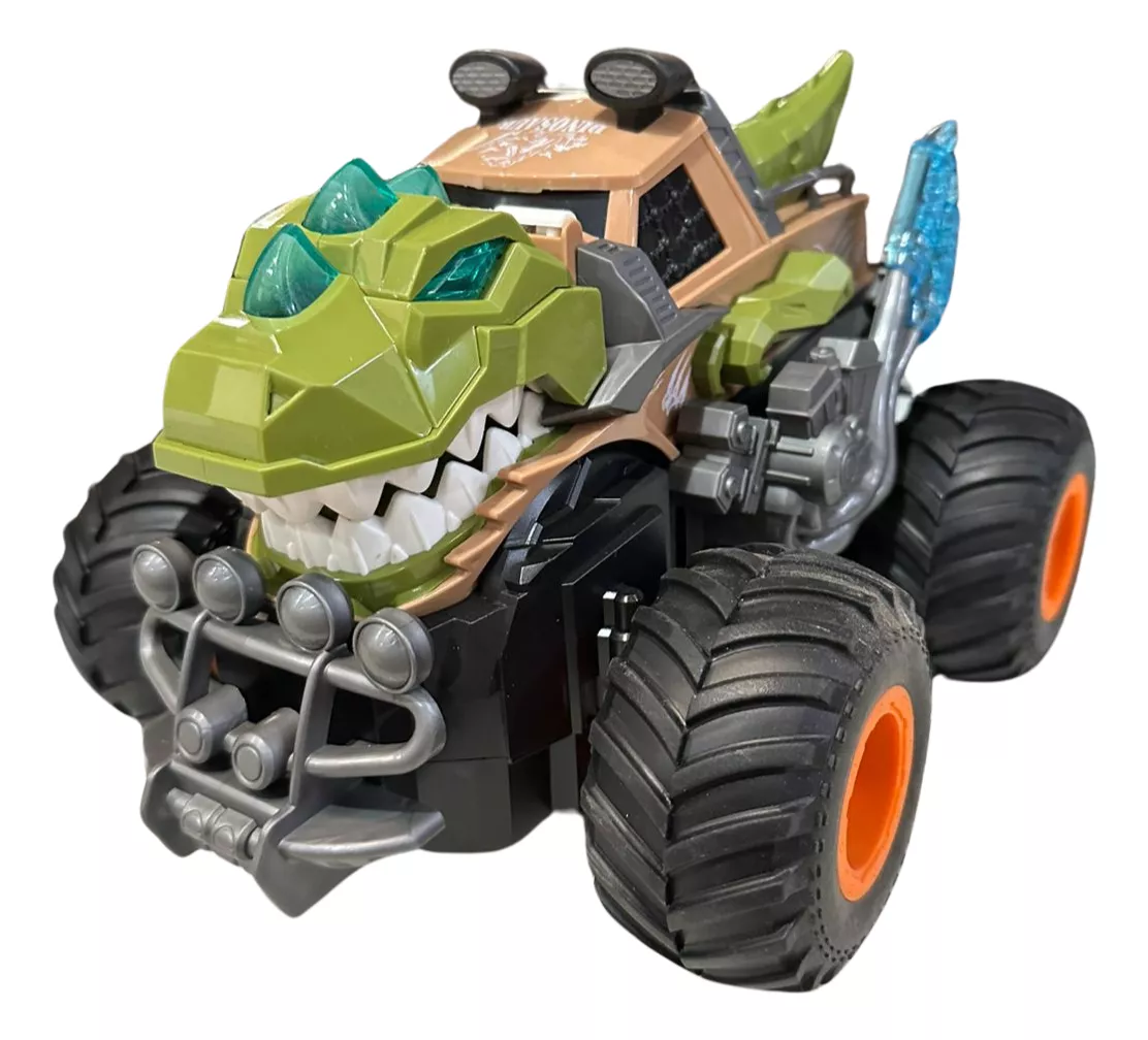 Masina Monster Truck Dinozaur, cu Telecomanda, Efecte Fum, Sunete si lumini, Miscari Sincronizate, Baterii Incluse, 26cm, Verde, ERGINO® [9]
