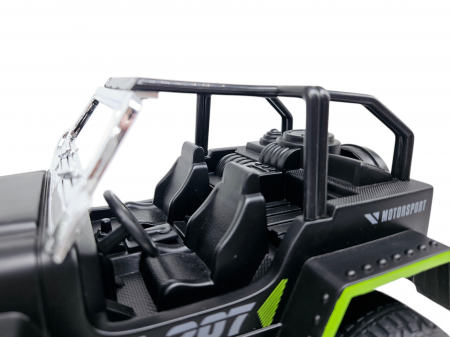 Masina OFF-Road cu telecomanda RC, Lumini faruri, 30 cm, Plastic rezistent, Baterii incluse, Negru/verde, ERGINO® [6]