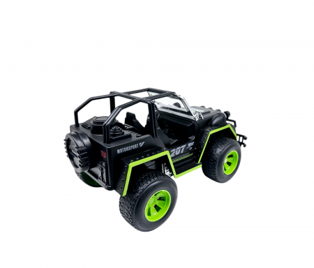 Masina OFF-Road cu telecomanda RC, Lumini faruri, 30 cm, Plastic rezistent, Baterii incluse, Negru/verde, ERGINO® [5]