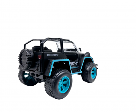 Masina OFF-Road cu telecomanda RC, Lumini faruri, 30 cm, Plastic rezistent, Baterii incluse, Negru/albastru, ERGINO® [6]