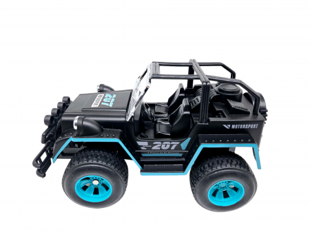 Masina OFF-Road cu telecomanda RC, Lumini faruri, 30 cm, Plastic rezistent, Baterii incluse, Negru/albastru, ERGINO® [8]