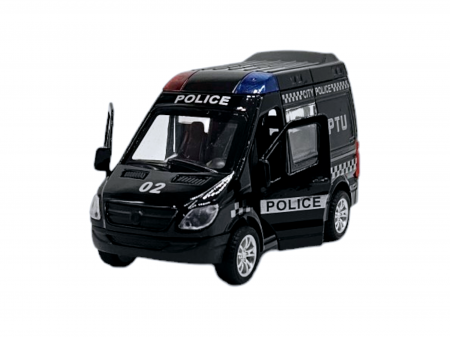Masini metal 11-13cm - Masinuta metalica duba tip Mercedes Politie, Se deschid usile, Sunete si lumini, Baterii incluse, 12cm
