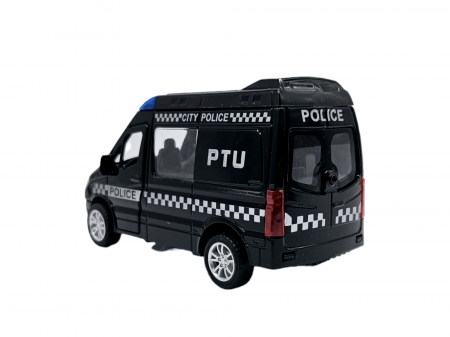 Masinuta metalica duba tip Mercedes Politie, Se deschid usile, Sunete si lumini, Baterii incluse, 12cm [5]