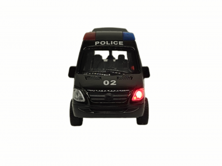 Masinuta metalica duba tip Mercedes Politie, Se deschid usile, Sunete si lumini, Baterii incluse, 12cm [1]
