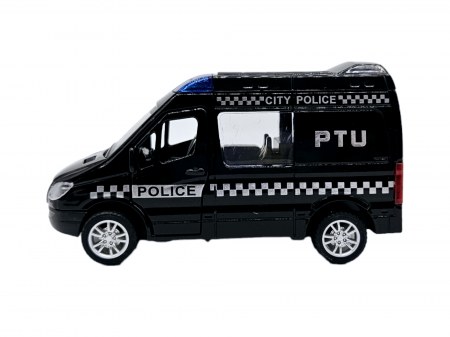 Masinuta metalica duba tip Mercedes Politie, Se deschid usile, Sunete si lumini, Baterii incluse, 12cm [4]